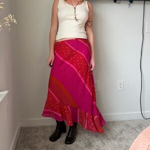 Vintage 90s pink floral maxi skirt